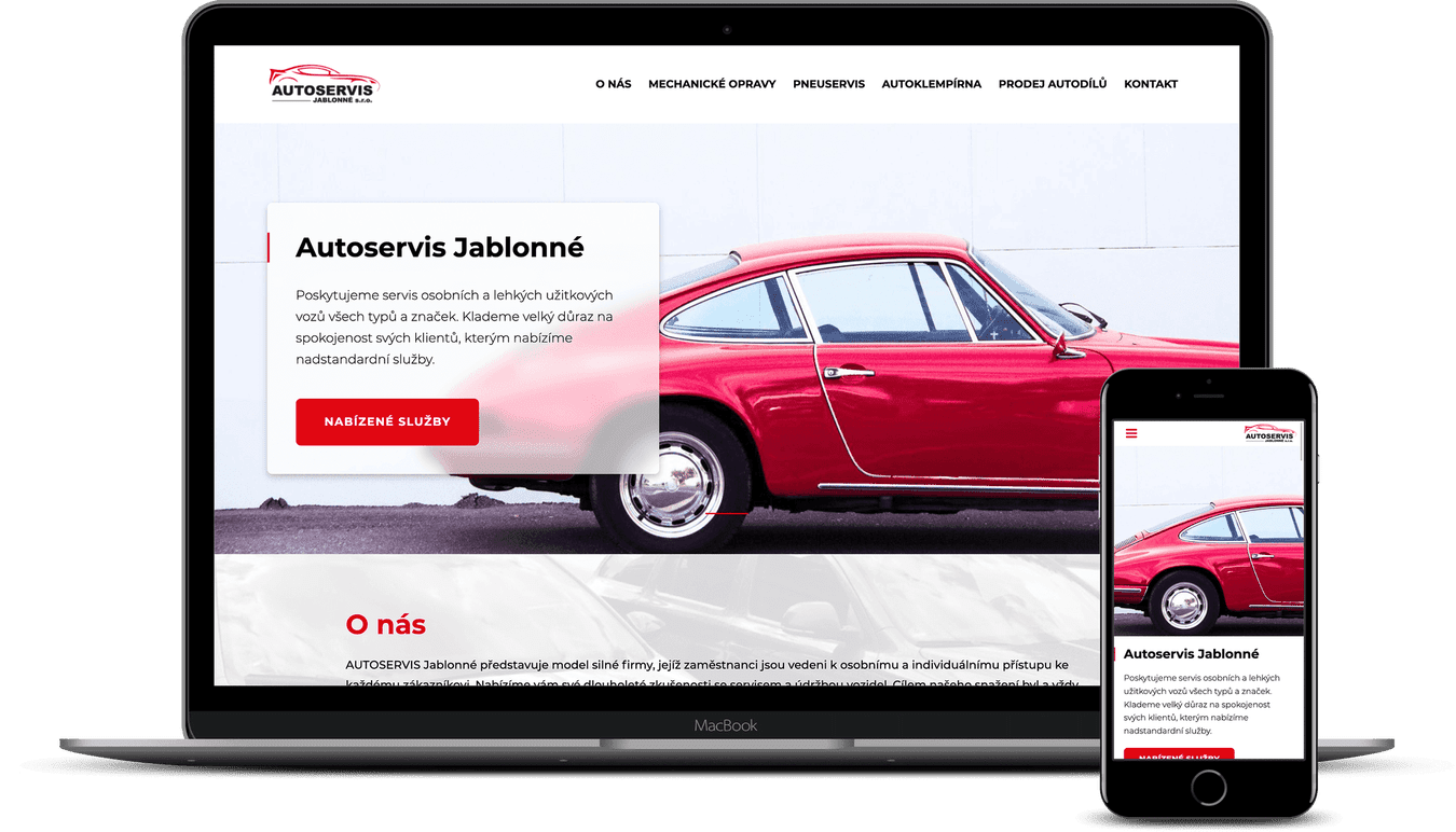 Tvorba webových stránek pro autoservis Jednostránkový web jako vizitka firmy z Jablonného nad Orlicí