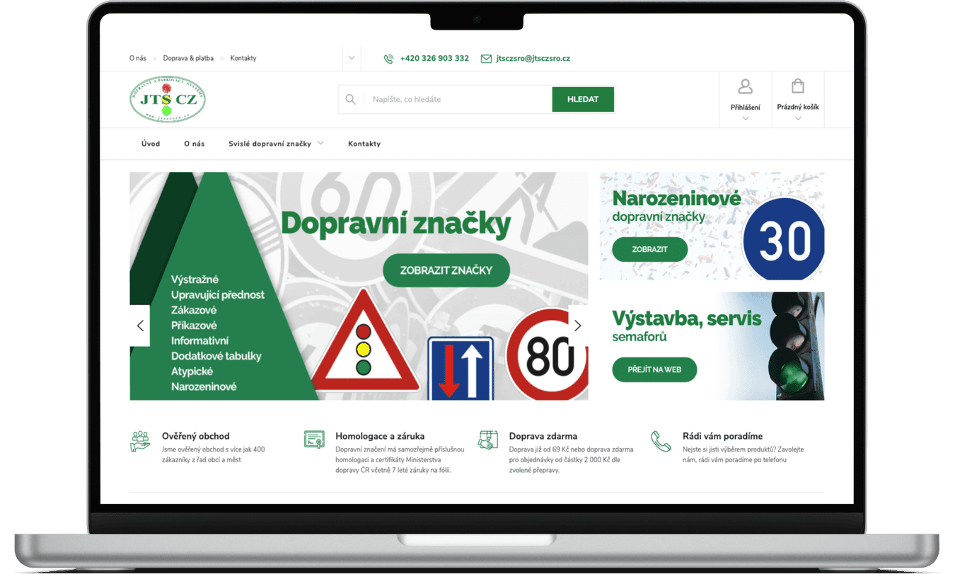 Tvorba e-shopu na Shoptetu na dopravní značky