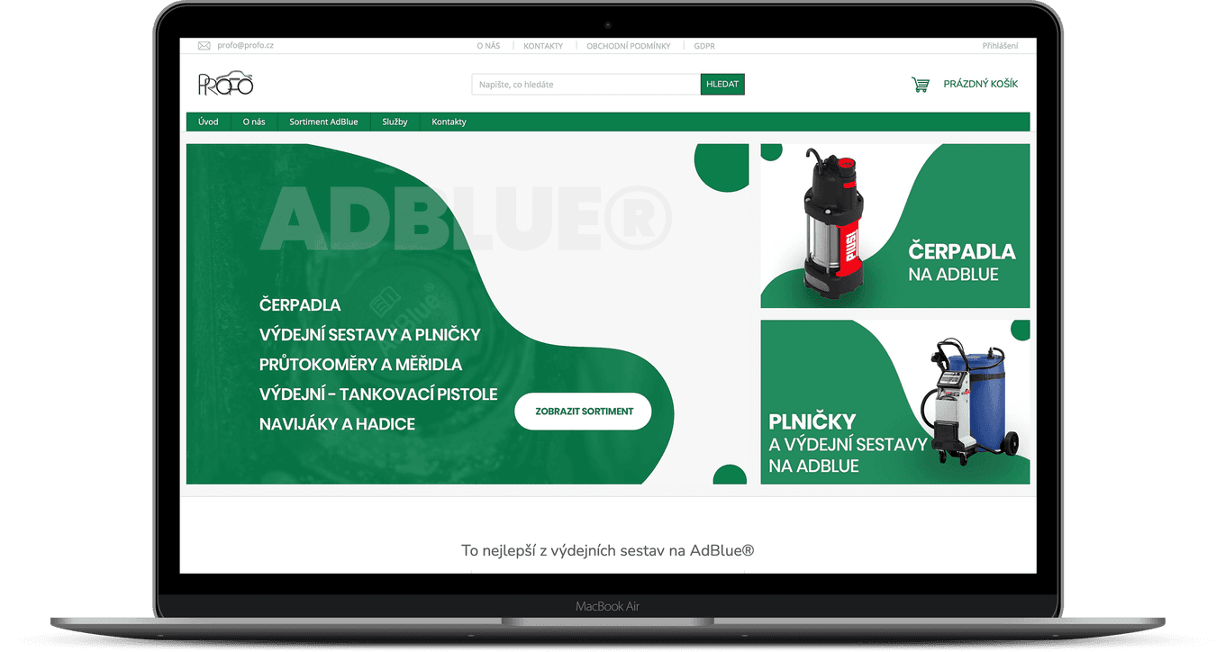 Tvorba e-shopu na Shoptetu pro PROFO Hradec Králové
