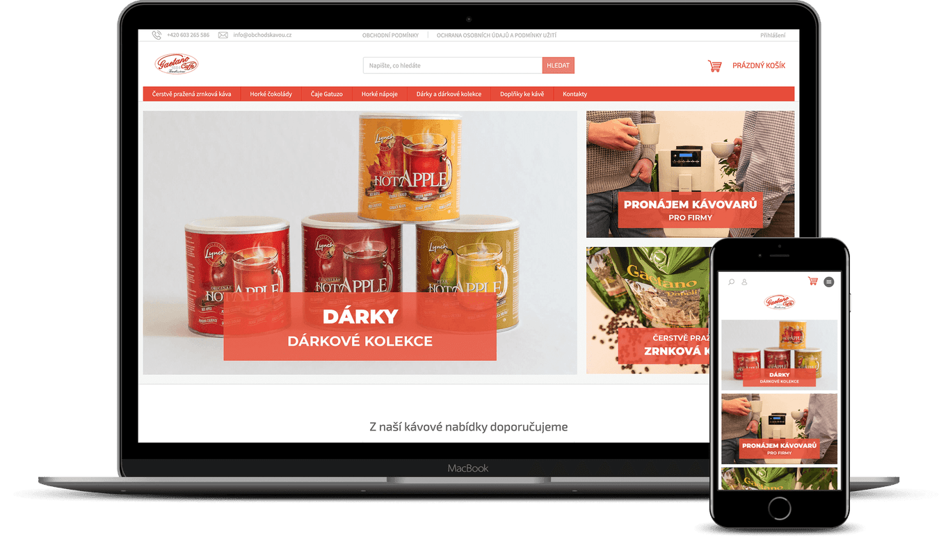 Tvorba e-shopu pro Obchod s Kávou (Gaetano Caffé)