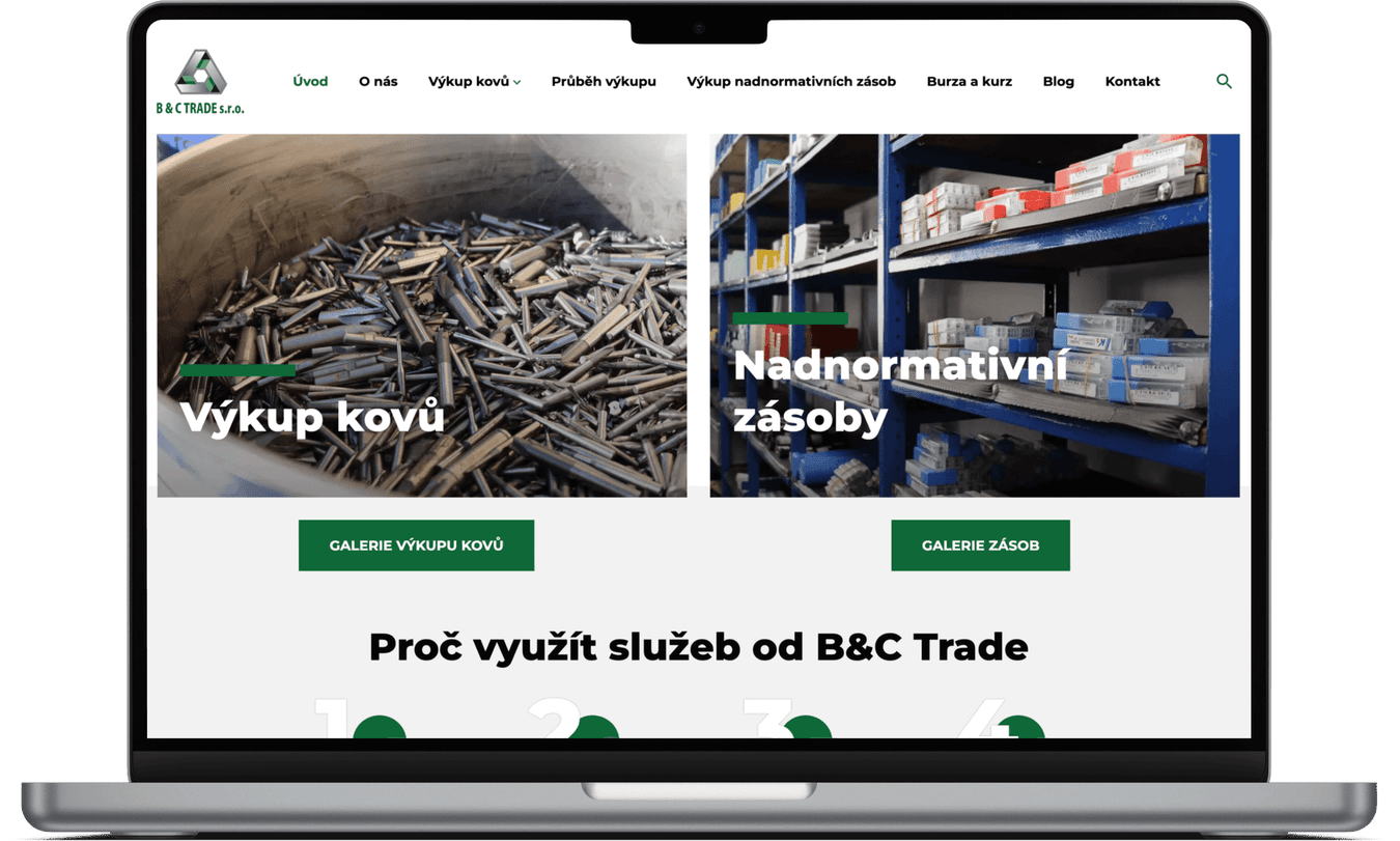 Tvorba webových stránek pro B&C Trade Dvakačovice