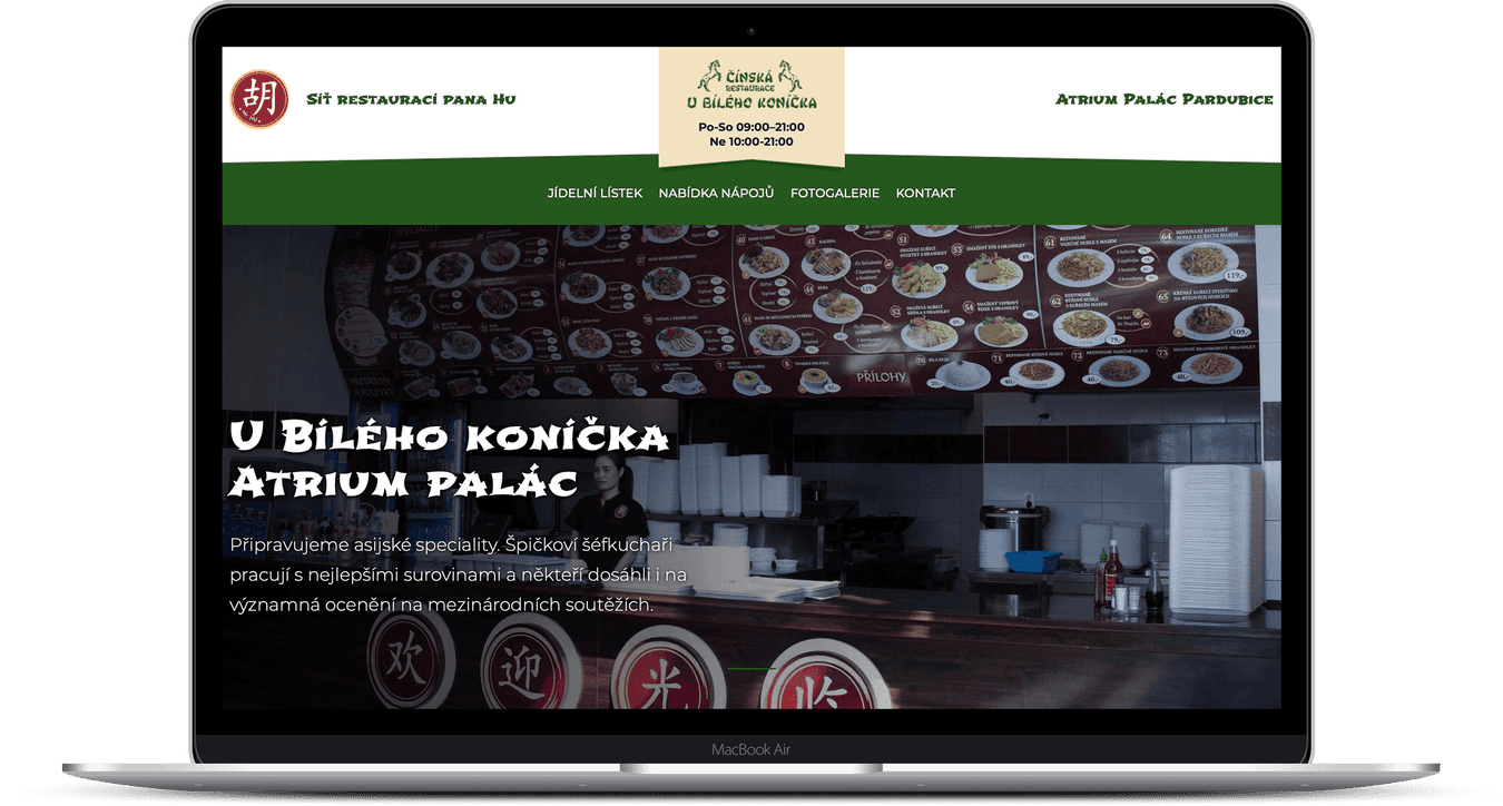 Web pro čínskou restauraci U Bílého koníčka Pardubice