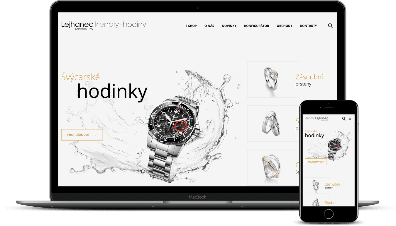 Tvorba webových stránek pro Klenoty Lejhanec