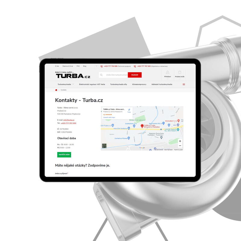 Jednoduché kontakty na eshopu Turbo - Klima servis