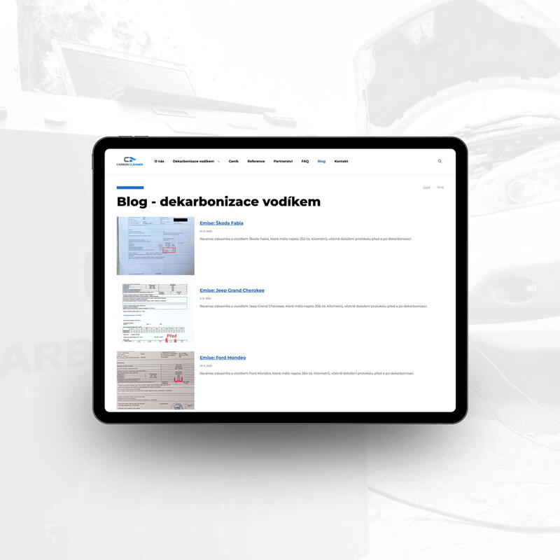 Modul Blog (novinky) na novém webu Carbon Cleaner