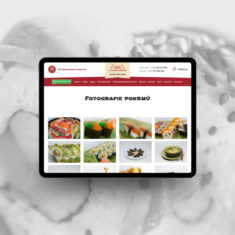 Nový web prezentuje fotografie pokrmů z restaurace