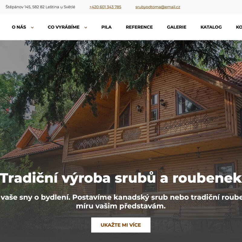 Předností nového webu Sruby od Toma je rychlost načítání