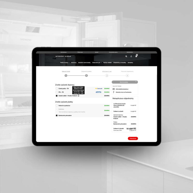 Přehledný objednávkový proces na novém e-shopu Vestavby Vlášek