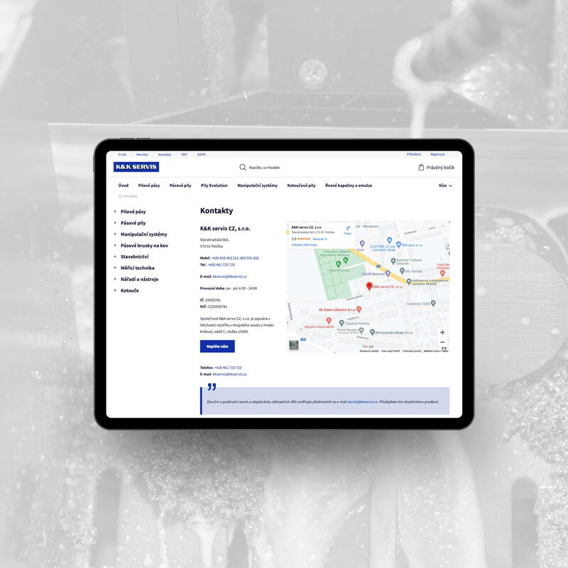 Velmi jednoduché kontakty na e-shopu K&K servis CZ, s.r.o.