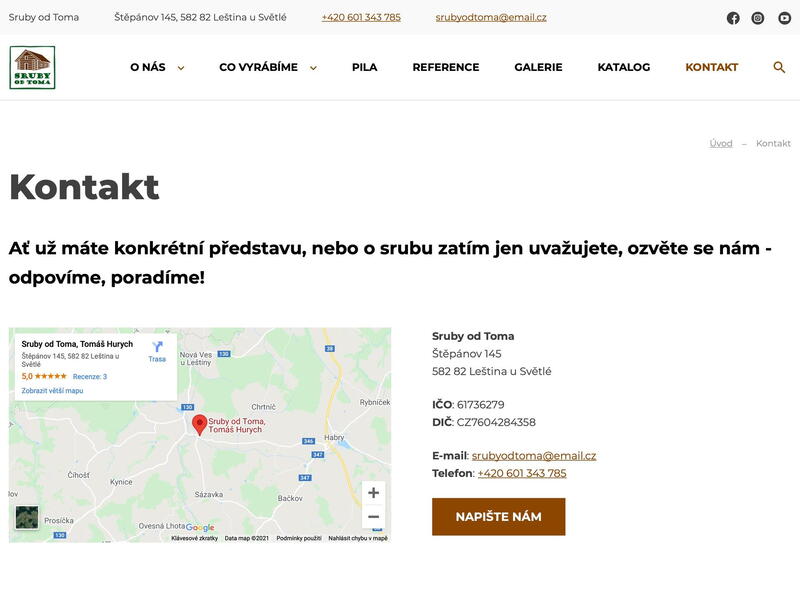 Jednoduché kontakty na nových webových stránkách