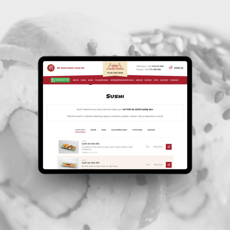 Na novém webu si můžete vybírat z nabídky jídel