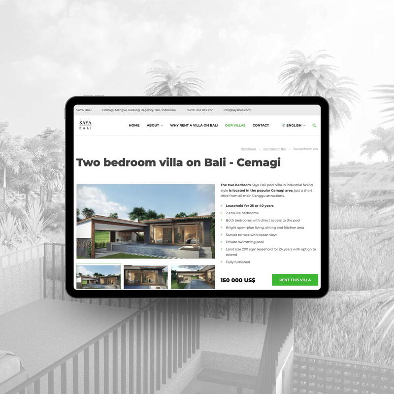 Nabídka vil k pronájmu na Bali na novém webu