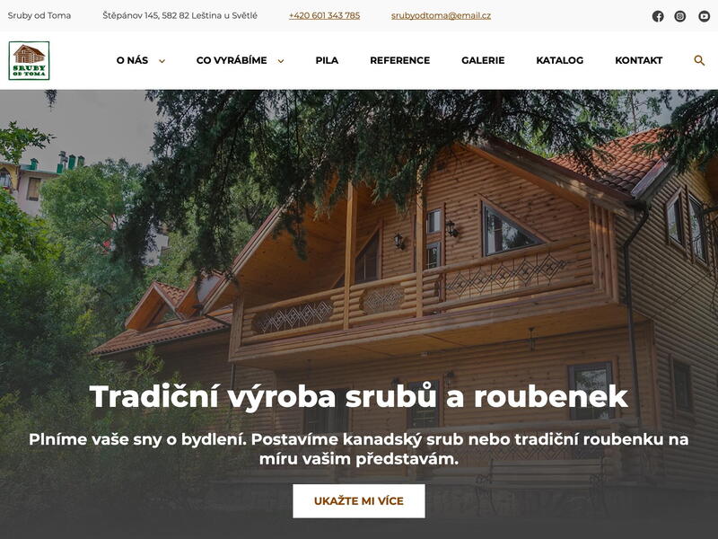 Předností nového webu Sruby od Toma je rychlost načítání