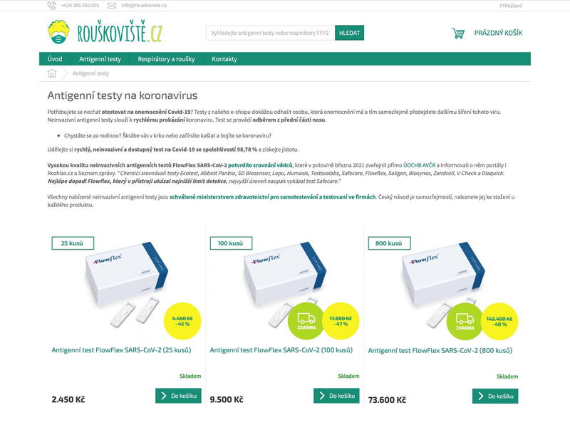 Přehledná kategorie s nabídkou produktů na novém e-shopu