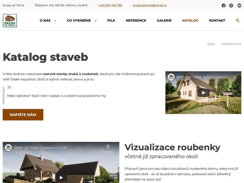 Velmi přehledný katalog staveb na webu Sruby od Toma