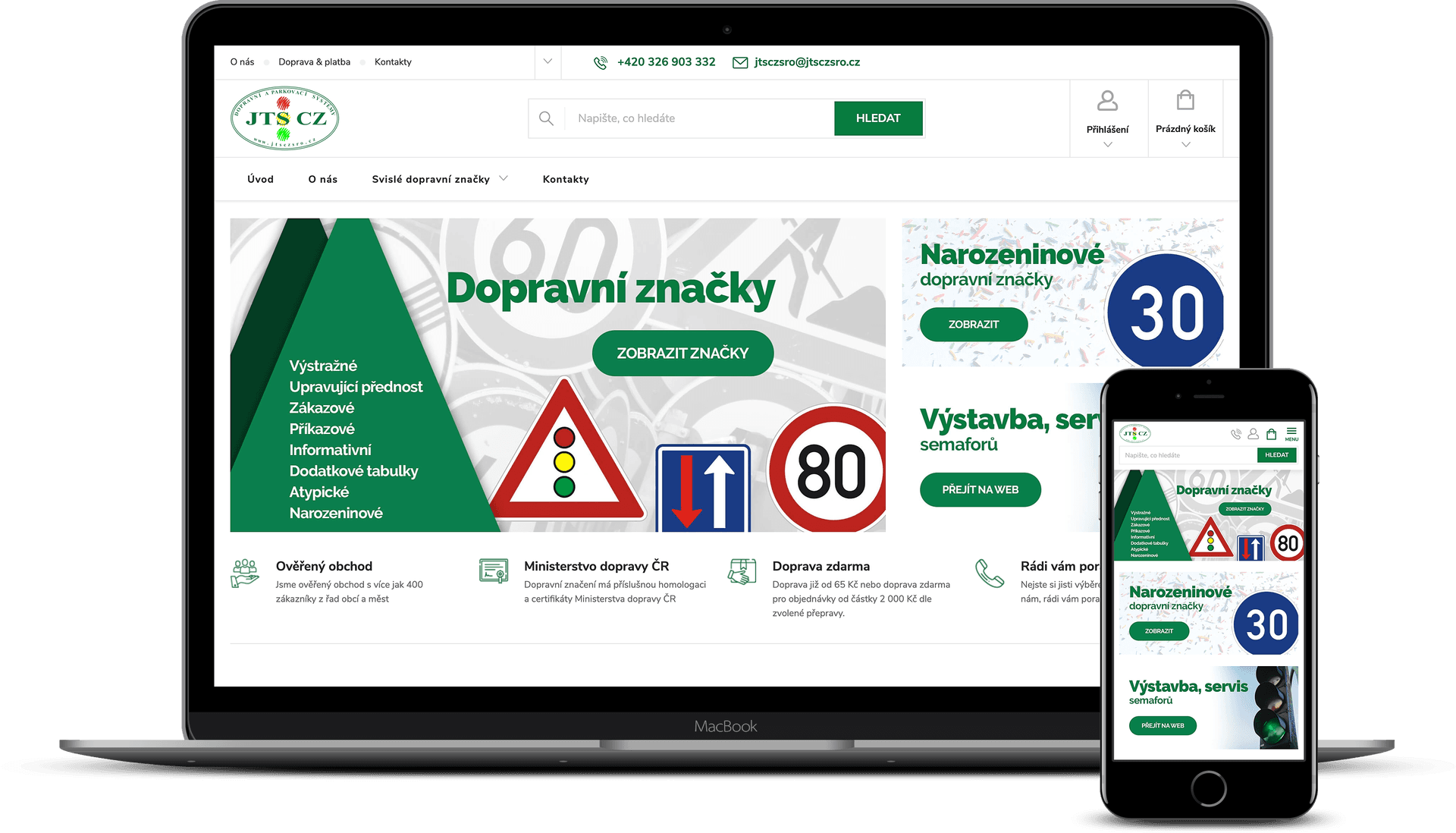 Tvorba e-shopu s dopravními značkami pro JTS CZ s.r.o.