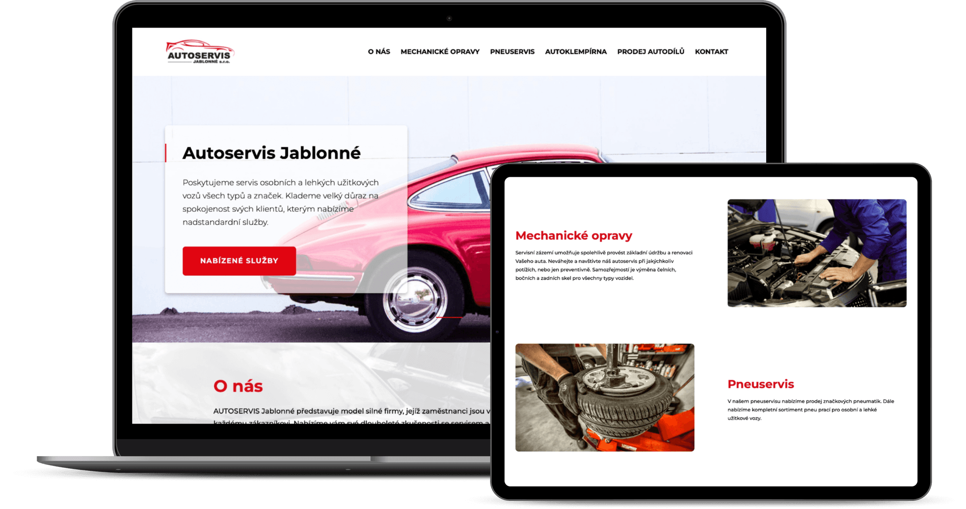 Tvorba jednostránkového webu pro firmu Autoservis Jablonné