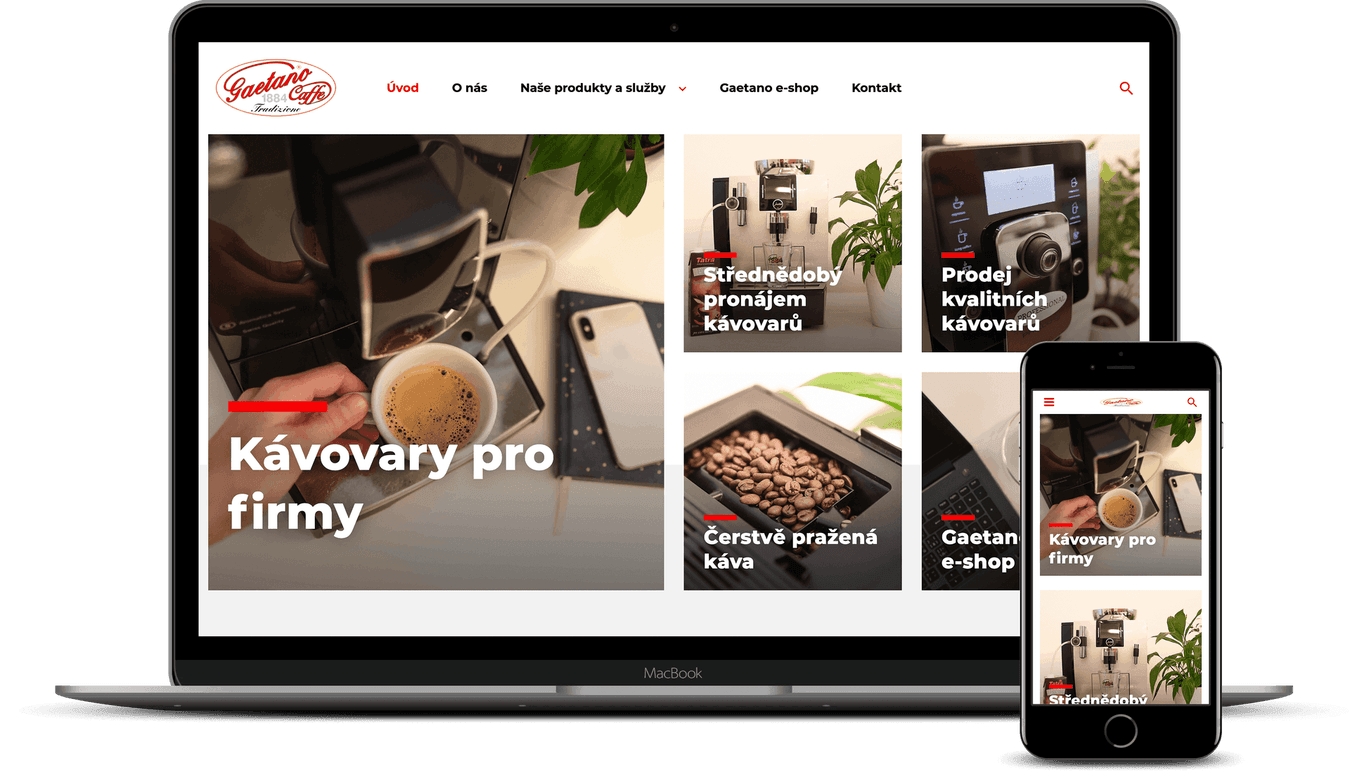 Tvorba webových stránek pro Gaetano Caffe Pardubice